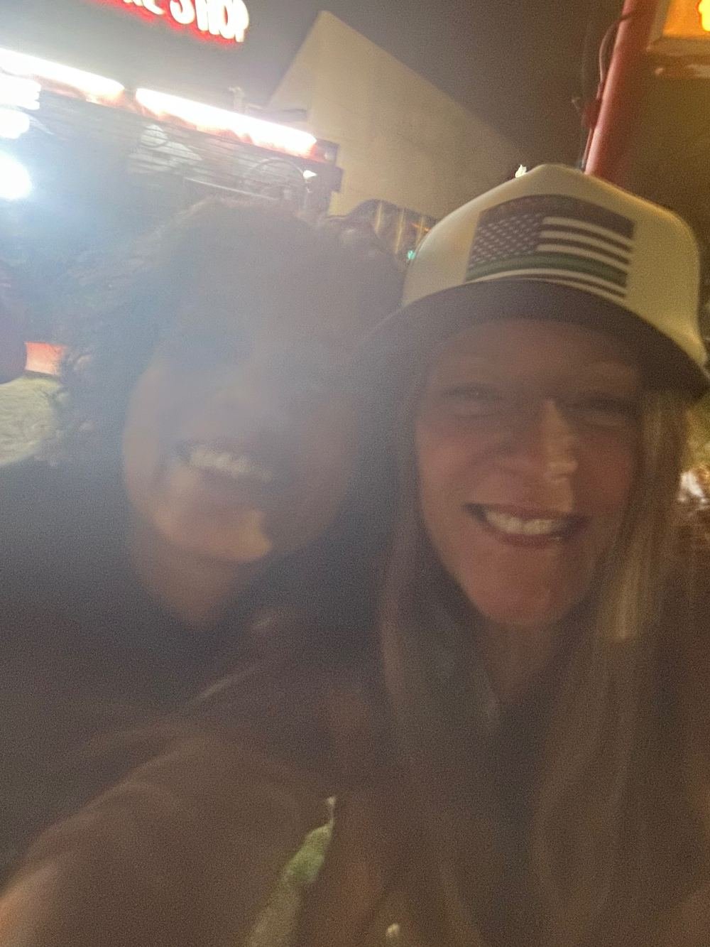 Smiles in the crowd at a night show